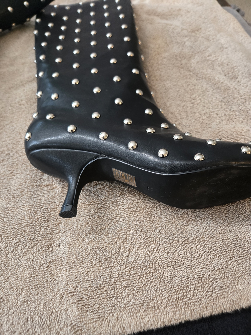 Jeffrey Campbell Black Studded Kitten Heel Women's Knee high Boots Size 11 NWT - Picture 2 of 9